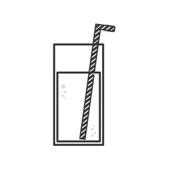 glass with liquid and straw , Vector illustration over white background