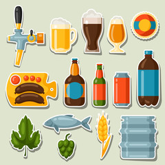 Beer stickers and objects set for design