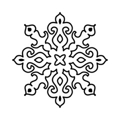 Isolated snowflake pattern on white background.