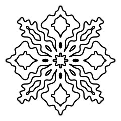 Isolated snowflake pattern on white background.
