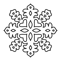 Isolated snowflake pattern on white background.