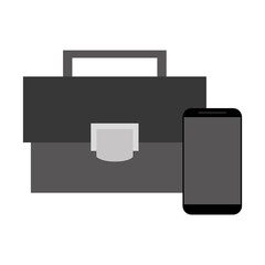 briefcase and cellphone , Vector illustration