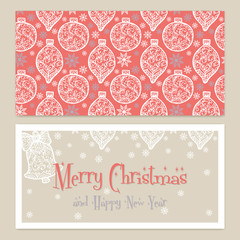 Merry Christmas Congratulations card with beautiful ornament. 