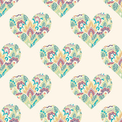 Seamless with floral hearts. Vector illustrations