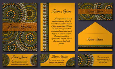 Invitation card collection. Ethnic decorative elements. Islam, Arabic, Indian, ottoman motifs.