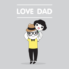 Love Dad Father's Day Card Character illustration