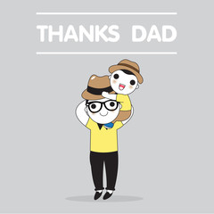 Thanks Dad Father's Day Card Character illustration