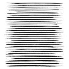 Abstract long black textured vector brush strokes isolated on a
