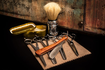 Different equipment in barber shop © blackday