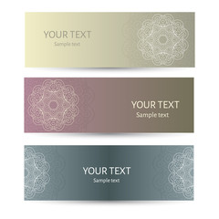 Horizontal banner templates with mandala pattern.