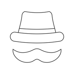 Hat and mustache icon. Hipster style concept, vector graphic 