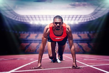 Athlete man in the starting block