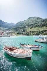 Fototapeta na wymiar Enchanting fisching port in small town of Castellammare del Golfo on Sicily