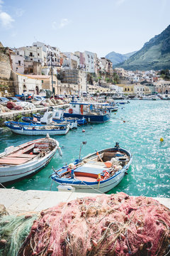 Enchanting fisching port in small town of Castellammare del Golfo on Sicily
