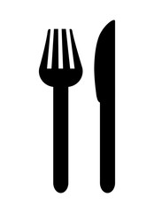 meni design. fork and knife icon. silhouette illustration. vecto