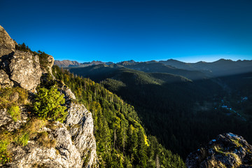 Fototapeta na wymiar View of Tatra Mountains from hiking trail. Poland. Europe.