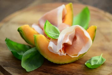 Foto op Plexiglas Voorgerecht Parma meloen voorgerecht