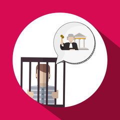 Law design. Justice icon. Flat illustration, vector graphic