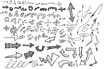 Vector hand drawn arrows set isolated on white