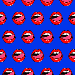 Pattern of  woman mouth with licking tongue