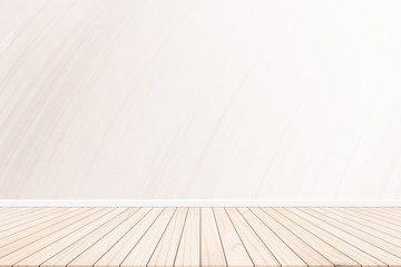 Wood terrace with a background cement wall design ideas within the building.Wood floors on background cream color.