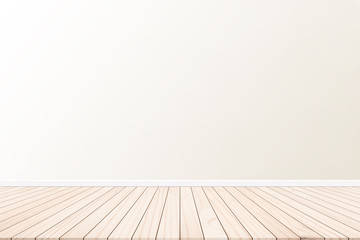 Wood terrace with a background cement wall design ideas within the building.Wood floors on background cream color. Warm pastel wallpaper style sweet romantic.shades of pastel