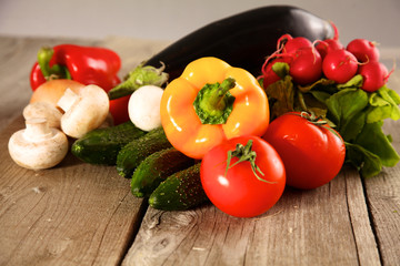Vegetables . Fresh Bio Vegetable in a Basket. Over Nature Background