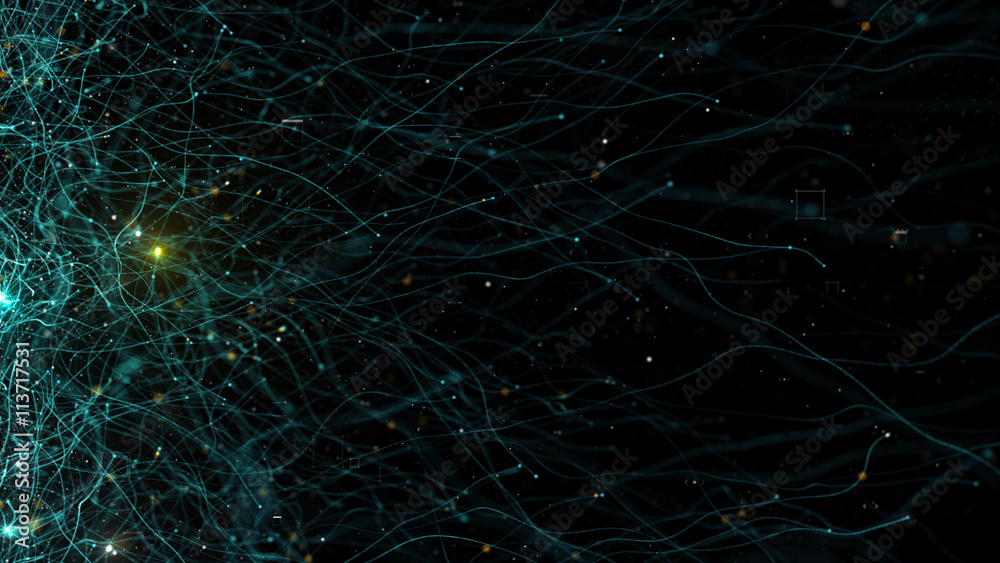 Poster abstract background with particles randomly generated from the side of the screen