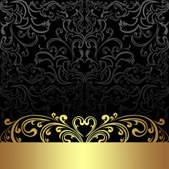 Luxury charcoal Background with golden floral Border.