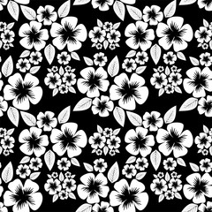 Seamless monochrome flower Pattern