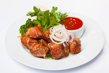 kebab with onion and sauce