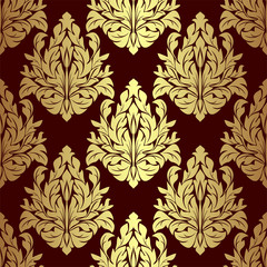 Luxury gold floral ornamental Pattern on red.