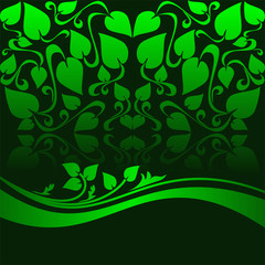 Green ornamental Background decorated the floral Border.