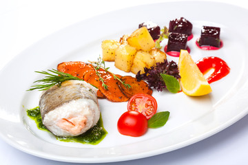 dish with fish and vegetables