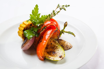 grilled vegetables on plate