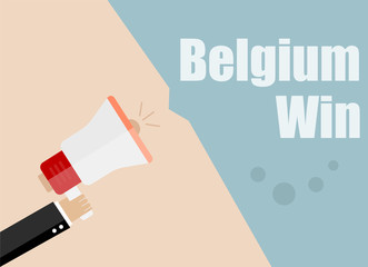 Belgium win. Flat design vector business illustration concept Digital marketing business man holding megaphone for website and promotion banners.