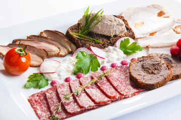 dish with meat appetizers