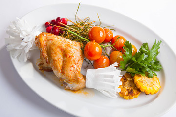 Rabbit with Hay on a platter