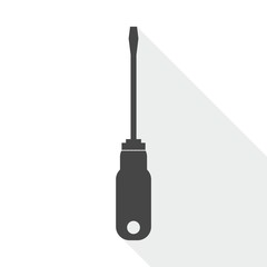 Screwdriver vector icon with long shadow