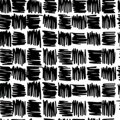 Black and white hand drawn square seamless pattern