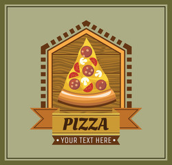 Pizzeria label.