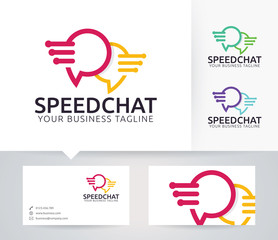 Speed Chat vector logo with business card template