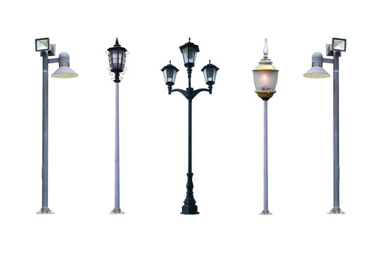 lamp post collection. Aet of Old Vintage street lampost set. str