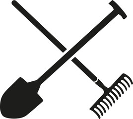 Rake with shovel crossed © Miceking