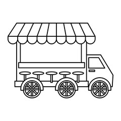 Fast and Street food concept. Eating outside. truck icon. Vector