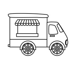 Fast and Street food concept. Eating outside. truck icon. Vector