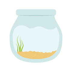 Fishbowl with algae inside design, vector graphic 