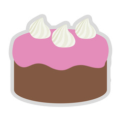 Cake with cream design. Bakery icon. vector graphic