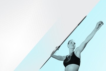 Sportswoman is practicing javelin throw 