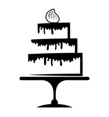 Cake with cream design. Bakery icon. vector graphic